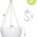SwinDuck 12 Inch 2 Pack Large Hanging Planters for Indoor Outdoor Plants, Plastic Hanging Basket Pots for House Plants Flowers, White