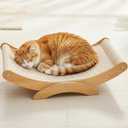 Large Cat Scratcher Bed, Wood Cat Couch & Sisal Scratching Board, Sturdy Cat Hammock & Scratch Pad Lounge for Indoor Cats, Multi-Cat Furniture for Deep Sleep