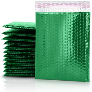 GGR Supplies Metallic Bubble Padded Envelope Mailers, 7.5 X 11 Inches, Waterproof Ultra Resistant Ideal For Packing, Shipping, and Storing. Pack of 25 (Green)