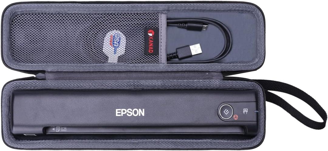 XANAD Hard Case for Epson Workforce ES-50 / ES-55R / ES-60W / ES-65WR / DS-30 / DS-70 / DS-80W Document Scanner (Case Only) (Black+Grey)