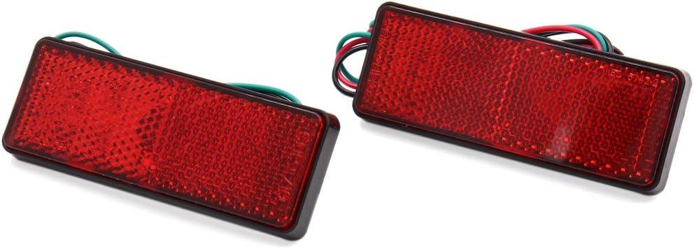 uxcell 2 Pcs Red LED Rectangle Motorcycle Scooter Reflector Tail Brake Turn Signal Light Replacement