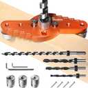 Dowel Jig Kit (& 1/2",1/4", 5/16", 3/8" Drill Bit), Self-centering Scriber,Drill Guide,Centering Hole Drill(Does not include 1/2" rails) (1/4"&5/16 "&3/8" drill bits)