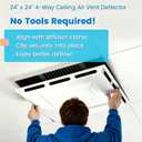 2-Pack 4-Way Ceiling Air Diverter 24"x24", Ceiling Vent Deflector for 2'x2' Drop Ceiling Vent, Commercial Air Vent Diverter for Offices, Classrooms, and Commercial Spaces, Tool-Free Installation