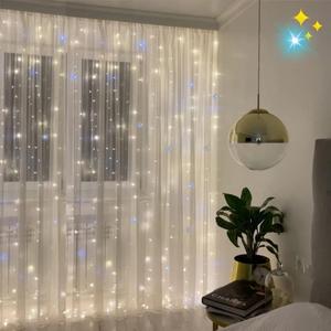 Twinkle Warm White Curtain Lights Led Lighted Curtains Light Up String Starry Decorative Fairy Lights for Bedroom Living Room Wall Window Wedding Backdrop Tent Tapestry Christmas Xmas Decorations