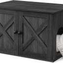 Feandrea Cat Litter Box Enclosure, Litter Box Furniture Hidden with Removable Divider, Indoor Cat House, End Table, 31.5 x 20.9 x 19.7 Inches, Ink Black UPCL002B01
