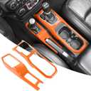 RT-TCZ Center Console Gear Shift Panel Trim Cover 4WD Four Wheel Drive Cup Holder Panel Trim Cover Decoration Interior Accessories for Jeep Wrangler JL JLU & Gladiator JT 2018-2024,Orange, Pack of 1 