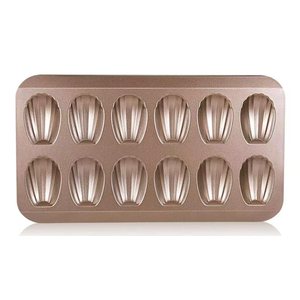 Madeleine Pan for Baking, 12 Cavity Heavy Duty Shell Shape Baking Mold Nonstick Cookie Cake Pan for OvenGold, 1 ct