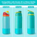 2 x 2PCS Silicone Water Bottle Boot for Owala 24oz 32oz 40oz, Anti-Slip Protective Sleeve Bottom Bumper Protector for FreeSip, Twist, and Flip Stainless Steel Water Bottles (Blue)