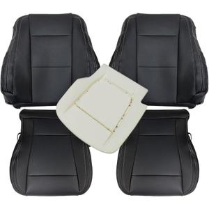 FZJDSD Black Driver & Passenger Bottom & Top Microfiber Leather Replacement Seat Cover & Seat Foam Cushion Compatible with Ford F150 Lariat 2015-2017 Compatible with Ford F250 F350 F450 F550 2017-2022