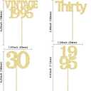 2 x Gyufise 24Pcs Happy 30th Birthday Cupcake Toppers Glitter Thirty 30 Fabulous Vintage 1995 Cupcake Picks for 30th Birthday Wedding Anniversary Party Cake Decorations Supplies Gold