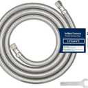 25ft Refrigerator water line with 1/4" Comp by 1/4" Comp Connection, Food grade PEX Inner Tube Fridge Water Line with Wrench, Stainless Steel Braided Ice Maker Water Hose