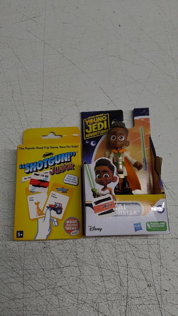Set of 2: Shotgun! Jr. Family Card Game by What Do You Meme? + Star Wars: Young Jedi Adventures Kai Brightstar Action Figure, 4-Inch Scale Toys, Preschool Toys for 3 Year Old Boys & Girls