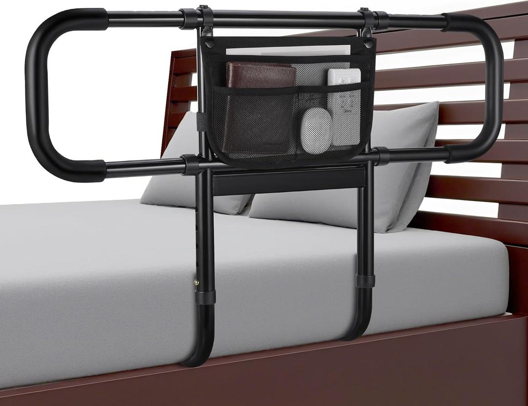 Siebenschlfer Bed Rails for Elderly Adults Safety, Extended Bed Assist Rail for Seniors - Adjustable Side Bed Guard Rails Handle Support Bar with Storage Bag, Fit King Queen Full Twin Beds