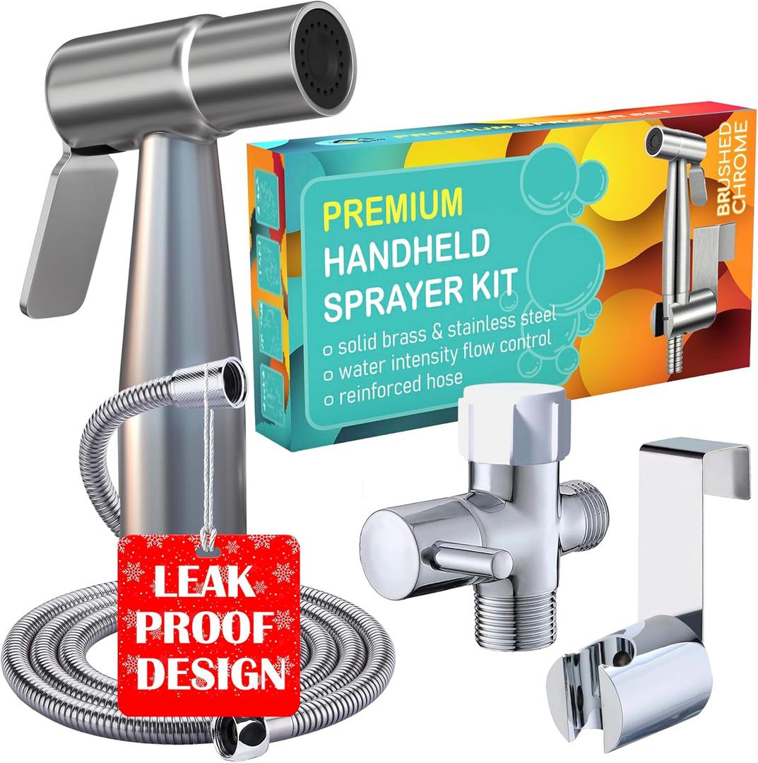 Bidet Sprayer - Jet Spray for Toilet, Adjustable Water Pressure, Easy to Install - Toilet Faucet, Bidet Attachment for Toilet, Muslim Shower for Feminine Wash and Cloth Diaper Sprayer (Chrome)