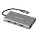 Philips USB C Hub with Power Pass-Through, 7-in-1 Multiport Adapter, 1 HDMI 4K@30Hz, 60W USB-C Power Delivery, 2 USB 3.0, 1 Ethernet, 1 SD 1 MicroSD Card Reader, DLK9120C/27