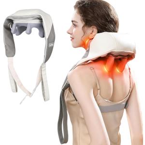 Neck Massager,Massagers for Neck and Shoulder with Heat,Electric Neck Massager with Heat at Home for Muscle Relaxation,Best Gift for Men Women Dad Mom (White Gray)