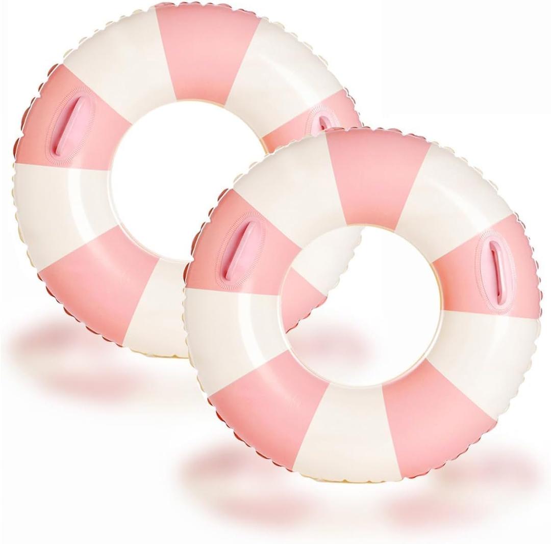 2 PCS Inflatable Pool Floats for Swimming Pool Party Lake Beach Adults - Floaties Pool Tubes Swim Rings Tubes Floaties for Beach Pool Party Decorations (33", Pink)