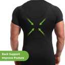 Lgtfy 4D Mens Compression Shirt Short Sleeve, Gynecomastia Tummy Control Back Support Undershirt, Slimming Vest (Black, L)