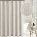 Boho Shower Curtains for Bathroom Linen Fabric Look Bohemian Mid Century Boho Minimalist Arch Geige 72" L X 72" W (Greige)
