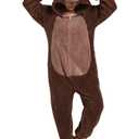 DKRUW Adult Onesie Pajamas Animal One Piece Brown Bear Costume Halloween Cosplay for Women Men (Brown Bear, X-Large)