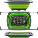 Qimh Colander collapsible, Colander Strainer Over The Sink Vegetable Fruit Strainer Basket (6 Quart) with Extendable Handles, New Kitchen Essentials (Green)
