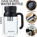 32oz Tea Infuser Bottle - Large Glass Water Bottle with Removable Infuser for Loose Leaf Tea & Fruit, Leakproof, Lead-free, Wide Mouth for Easy Cleaning - Handle for Hot & Cold Beverages (Black)