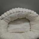 INVENHO Heated Cat Beds for Indoor Cats and Small Dogs, 20" Cozy Donut Heated Pet Bed with Timer & Temp Adjustable, Removable Waterproof Electric Warming Bed for Indoor Cat (Cream)