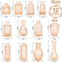 Clear Amber Gold Glass Bud Vase Set of 12 Pcs,Small Bud Vases in Bulk,Glass Crystal Flower Vases Table Centerpieces for Party Event Wedding Decor Baby Shower Decorations (Amber Gold, 12 Pcs)