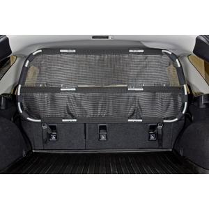 Bushwhacker Cargo Area Dog Barrier for CUV & Mid-Sized SUV 46" Wide Hatchback Pet Divider Crossover Vehicle Car Net Mesh Travel Back Seat Barricade Partition Gate Restraint Fence Trunk Shield