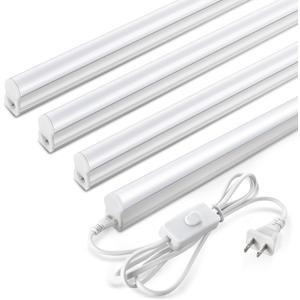 Pak 4FT LED Shop Lights, 2300LM 6500K Cool White, 20W Energy Efficient Linkable Ceiling and Under Cabinet Lighting, T5 Integrated Utility Fixture for Garage, Workshop, Basement, FCC Certified, 4 Pack