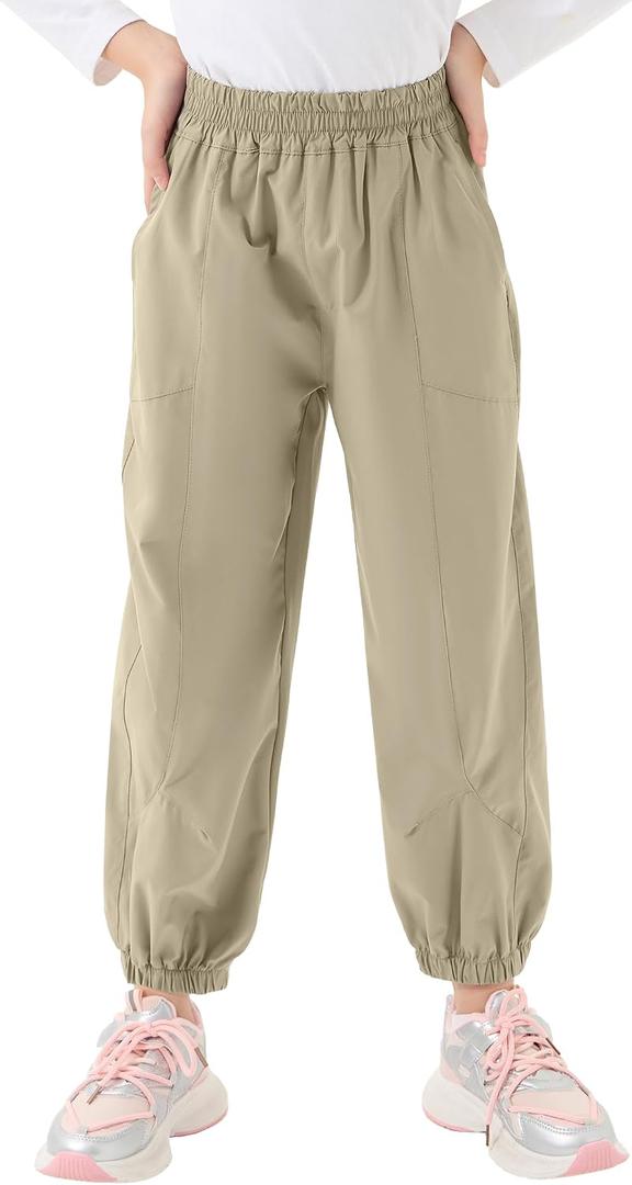 Gogokids Boys Girls Hiking Pants Waterproof Cargo Pants Quick Dry Athletic Pants Lightweight Casual Outdoor Camping for 4-12Y (Beige)