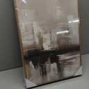 KUVIOKE Abstract Gray Framed Wall Art Neutral Brown Artwork Painting Morden Minimalist Wall Decor Rustic Home Decor 16x24in (Natural Framed)