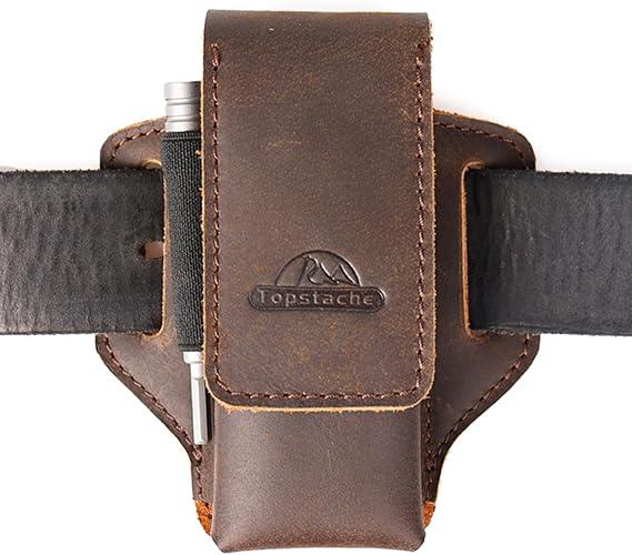 Topstache Leather Multitool Sheath for Belt - Multitool Holder - EDC Belt Organizer - Two Magnetic Closure - Darkbrown