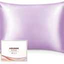 Adubor Mulberry Silk Pillowcase for Hair and Skin with Hidden Zipper, Both Side 22 Momme Silk, 900 Thread Count (20x30 inches, Queen Size, Light Purple, 1pc)