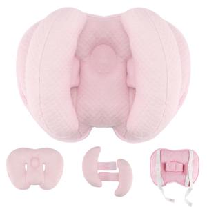 Upgraded 2 in 1 Baby Travel Pillow, Adjustable Banana Shape Baby Neck Head Support Piloow Stroller Insert Cushion for 4 Months Up Kids, Toddler, Pink