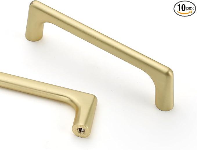 Asidrama 10 Pack 3.75 Inch(96mm) Brushed Gold Kitchen Cabinet Handles, Cabinet Pulls Kitchen Cabinet Hardware for Cupboard Drawer Pulls