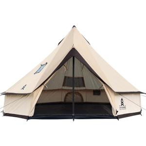 Oxford Bell Yurt Tent with Stove Jack, Easy-to-Maintain Yurts for All Year Living, 4 Season Yurt Tents for Camping, Family Glamping Tent for 2-6 People
