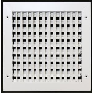 10"w X 10"h Adjustable AIR Supply Diffuser - HVAC Vent Cover Sidewall or Ceiling - Grille Register - High Airflow - White [Outer Dimensions: 11.75"w X 11.75"h]
