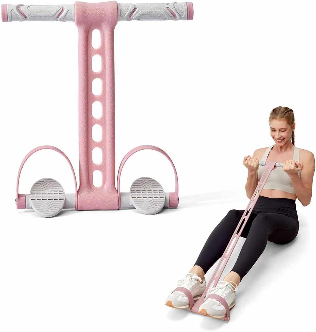 YOTTOY Pedal Resistance Band, Thick Elastic Tension Rope with Handles, Sit-Up Pull Rope Fitness Equipment for Leg, Arm, Abs, Waist, Home Gym & Yoga Training (Pink)