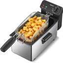 Reemix 3L Electric Deep Fryer 1500W, Adjustable Temperature up to 375°F, Detachable & Dishwasher Safe Oil Pot, Small Countertop Fried Chicken Maker, Stainless Steel