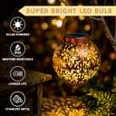 JOIEDOMI 2 Pack Outdoor Solar Hanging Lantern Lights, Waterproof Tabletop with Handle, LED Moroccan Lanterns, Metal Decorative Garden Solar Lights Spring for Patio, Lawn, Porch, Backyard