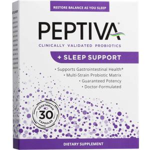 Peptiva 26 Billion CFU Probiotic and Sleep Support - Clinically Validated Multi-Strain Probiotic - Lactobacillus and Bifidobacterium, Melatonin - 30 Count