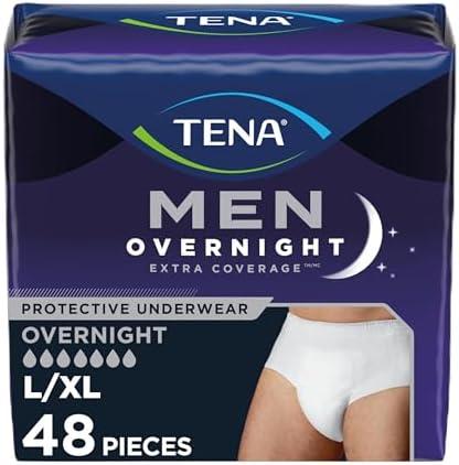 TENA Men Overnight Extra Coverage Underwear L/XL 48 ct