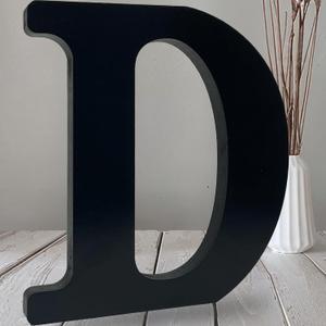 AOCEAN 12 inch Black Wood Letters Unfinished Wood Letters for Halloween Decorative Standing Letters Slices Sign Board Decoration for Craft Home Party Projects (D)