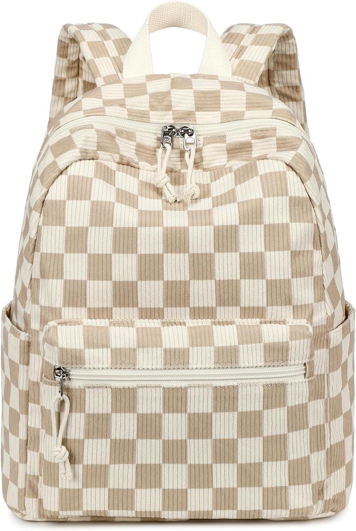 Bluboon Mini Backpacks for Girls 13" Toddler Backpack Purse School Bookbag Kawaii Backpack Women (A Corduroy Brown Check)