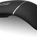 Bluetooth Travel Mouse Arc Wireless Mouse, Slim Silent Portable Curved Rechargeable Dual Mode Mouse(BT+2.4G), Metal Roller, Thin USB Optical Computer Mice for Laptop PC Mac iPad Tablet - Black