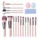 BESTOPE PRO Makeup Brushes, 20PCs Professional Makeup Brush Set, Foundation Concealer Powder Eyeshadow Brush Set Contour Eyebrow Brush Kit with Led Light Mirror Travel Case & Powder Puff-Fluorite Pink