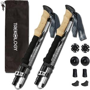 Trekology Trek-Z Collapsible Hiking & Trekking Poles - Balance Support for Seniors, Women, and Men, 2pc Per Set (100-120cm for Height: 411" to 5'10")