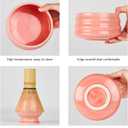 Sisher Pink Matcha Whisk Set - 5 Piece Ceramic Japanese Matcha Tea Set with Bamboo Whisk (Chasen), Bowl (Chawan), Holder & Scoop - Cute Matcha Making Starter Kit & Tea Gifts for Women