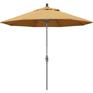 California Umbrella 9' Rd. Crank Lift, Collar Tilt, Aluminum Pole, Fiberglass Rib Patio Umbrella, Hammer tone Grey Finish, Sun brella Wheat
